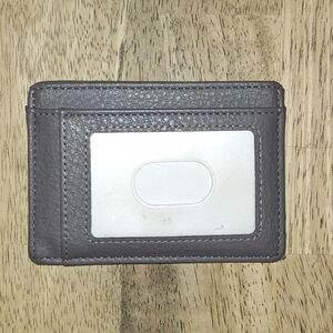 grey leather cardholder case